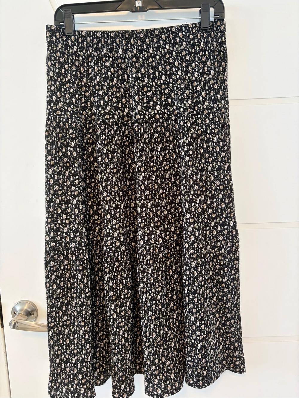 Alice Blue Dark Floral Midi Skirt Elastic Waist Pleated A-Line S42205-BQ XL